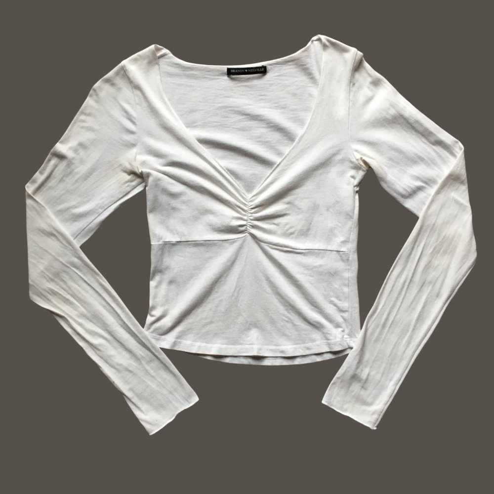 Brandy Melville White Long Sleeve Gina Top